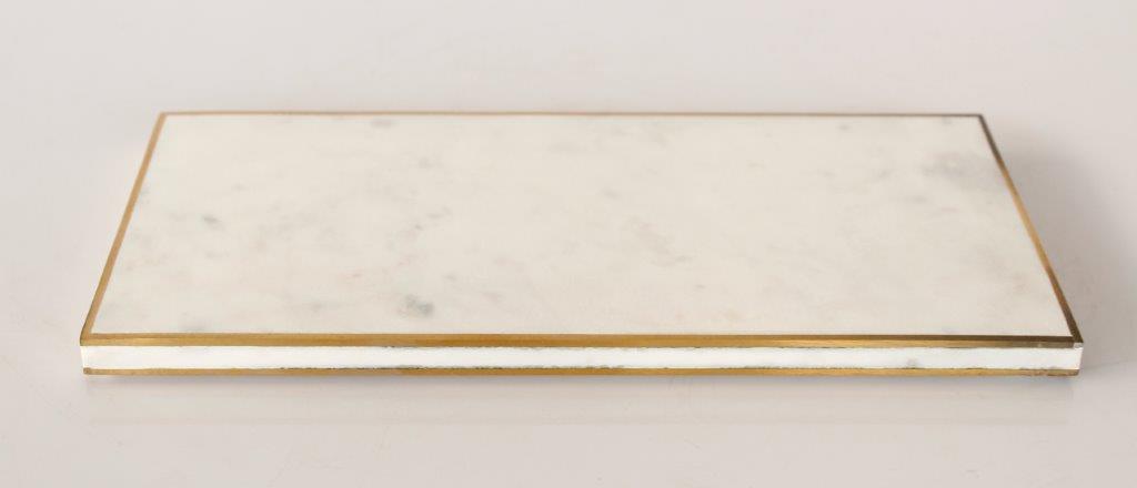 Rectangular Marble Tray With Brass Edge